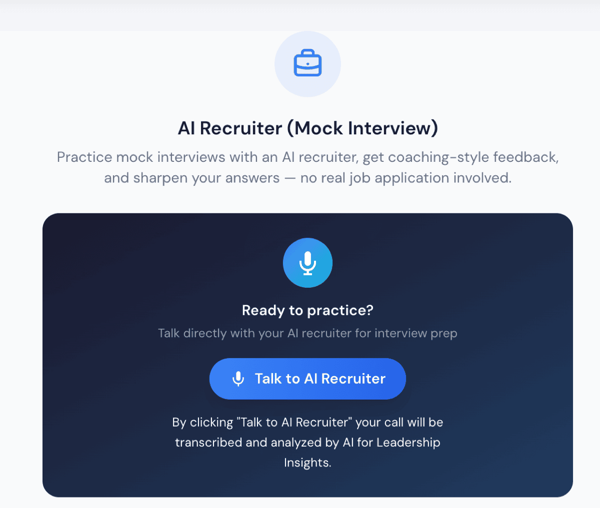 AI Recruiter mock interview screen